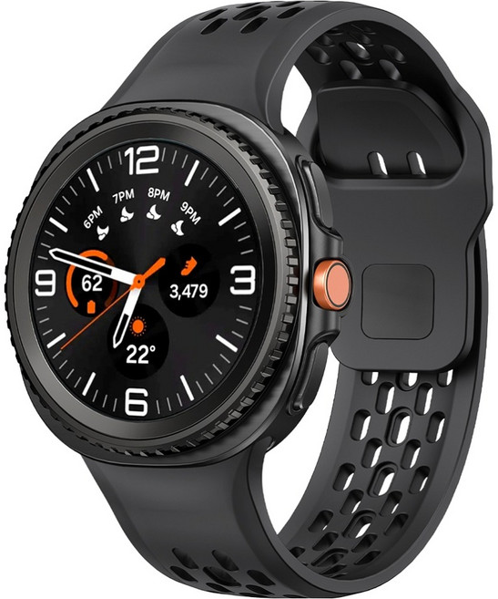 누아트 갤럭시워치 호환 브리즈홀 에어핏 실리콘 스트랩, 블랙, 1개