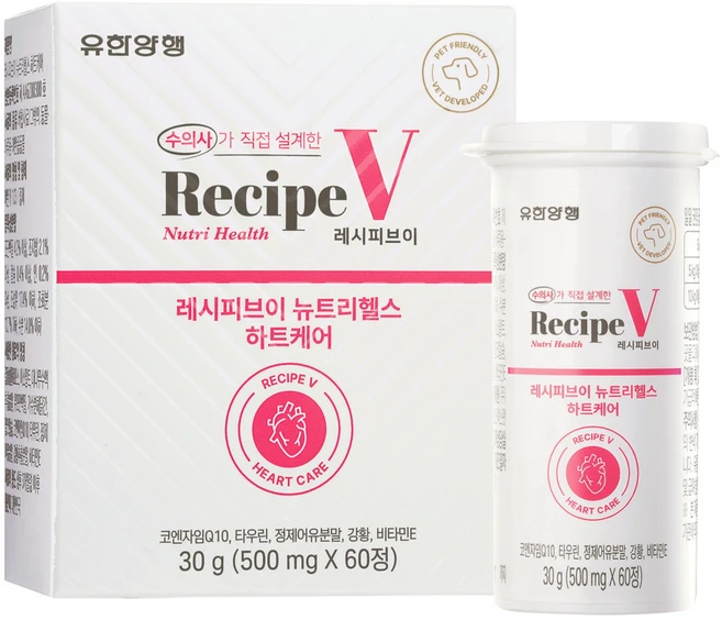 유한양행레시피브이 강아지 뉴트리헬스 영양제, 60정, 심장, 1개 - 쿠팡