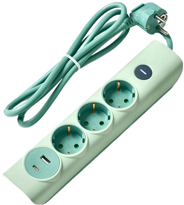 모던하우스 컬러 1A+1C 멀티탭 3구 GS0902, 1개, 세이지그린, 1.4m