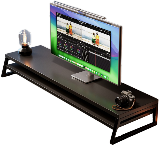 小麥購物 電腦螢幕增高架 L1215 50 x 20 x 15cm 雙層, 黑色