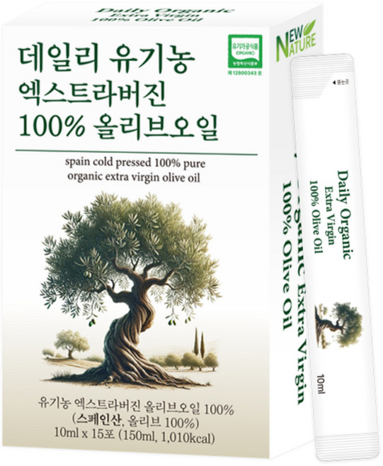 뉴네이처 데일리 유기농 엑스트라버진 올리브오일 15p, 150ml, 1개