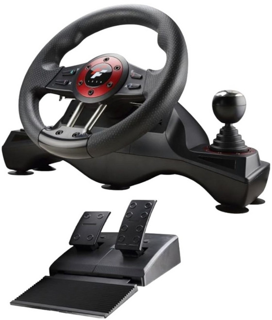 FlashFire 富雷迅 ForceWheel 原力之翼遊戲方向盤 Switch副廠 可支援PS4/XBOX/SWITCH/PC 可自定義按鍵功能, 黑色, 1個, WH2304V