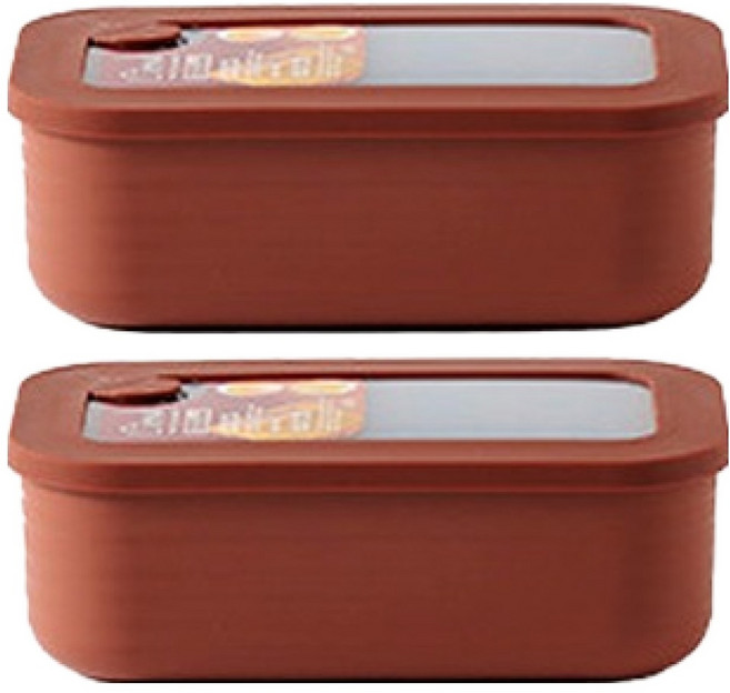 아르딘 시에로 전자레인지 냉동실 밀폐용기 세트 브라운, 1세트, 900ml(2p)