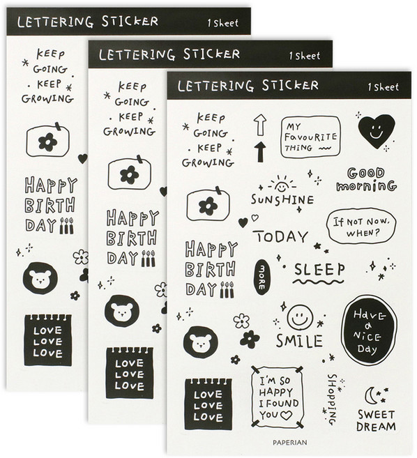 페이퍼리안 레터링 리무버블 스티커, C 화이트, 3개