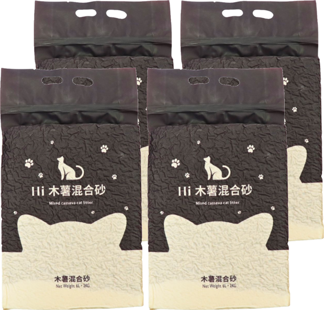 Hi Cat Litter 木薯豆腐貓砂, 2kg, 4包, 竹炭