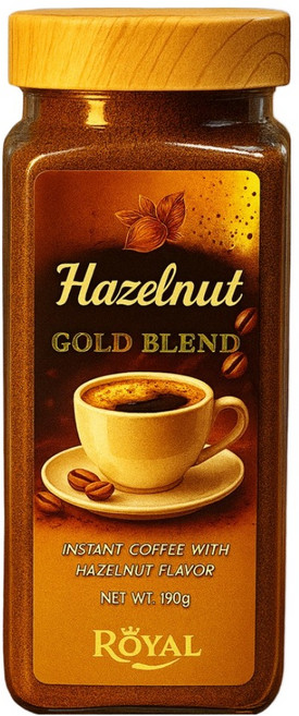 로얄 헤이즐넛 골드 블렌드 인스턴트 커피, 190g, 1개