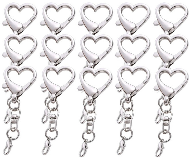 코히모 하트 열쇠고리 키링 부자재 연결 고리 5W0484, 실버, 15개