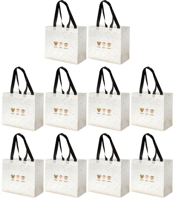 코히모 부직포 에코 쇼핑백 5W0483, 혼합색상, 10개