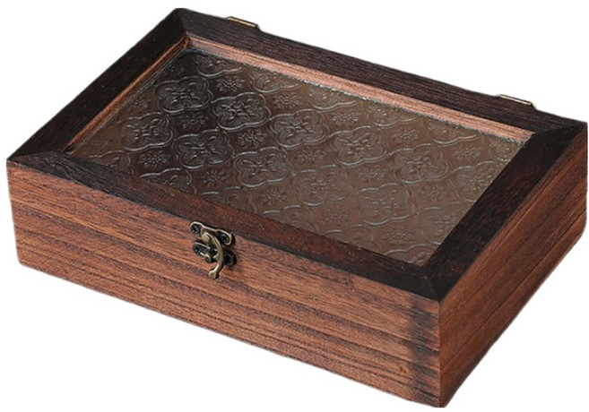 썬앤드림 클래식 우드 수납함 티백 보관함 24 x 15.5 x 6.5 cm, 오동나무 중형, 1개