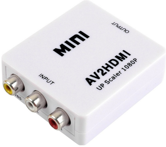 컴스 미니 AV to HDMI 컨버터 화이트 컴포지트 RCA 3선 영상 오디오 입력, 1개, YT-AH1P