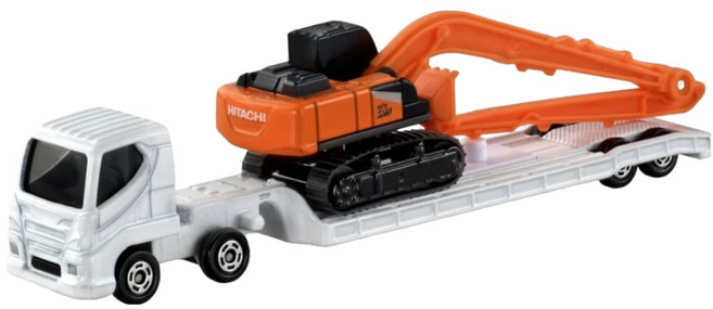 TOMICA No.143 日立建機 Hitachi ZX210-7 重型機械搬運車, 白橘色, 1個