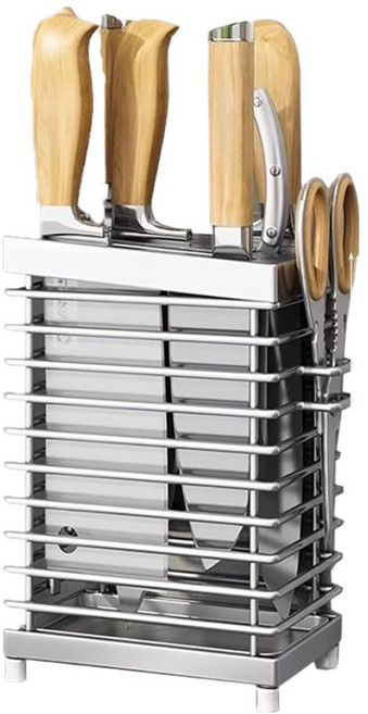 小麥購物 304不鏽鋼刀具架廚房收納架置物架 L2287, 1個, 銀色