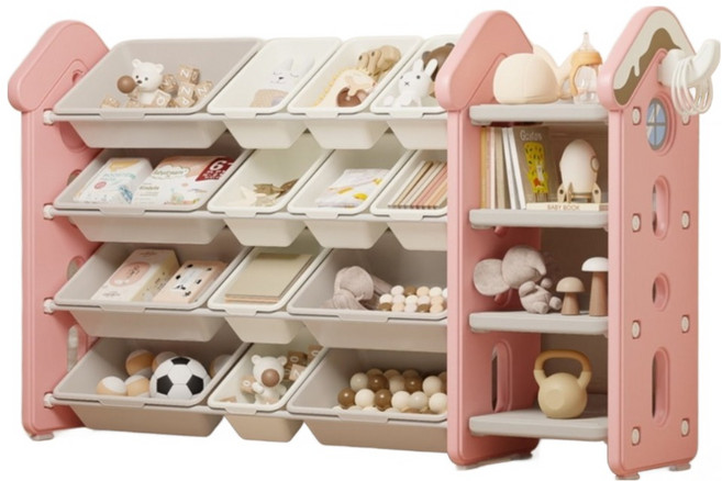 lilikoko 哩哩摳摳 甜點屋鐵桿收納架 組合10, 4層, 千禧粉