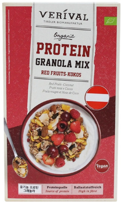 베리발 유기농 프로틴 그래놀라 믹스 레드후르츠 코코넛 시리얼, 300g, 1개
