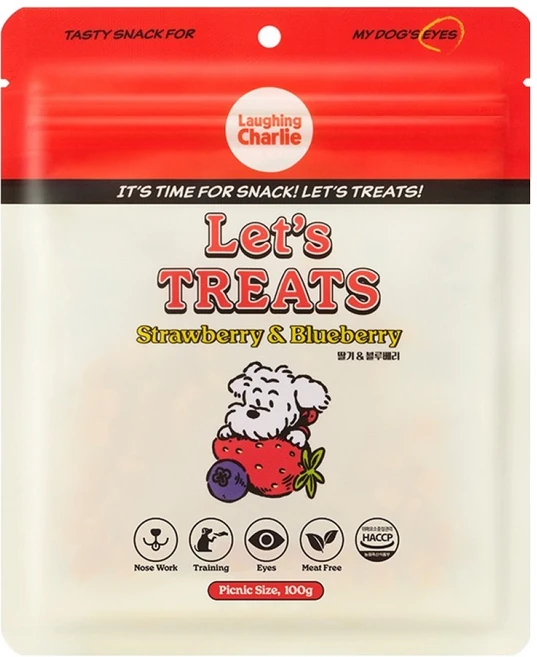 래핑찰리 강아지 렛츠트릿 딸기&블루베리 간식, 혼합맛(딸기/블루베리), 1개, 100g - 쿠팡