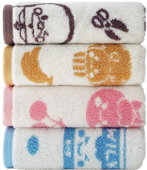 충무타올 클라우망 브레드이발소 모달선염 캐릭터 수건 180g 40수 코마사 4종 세트, 01 브레드(브라운), 02 윌크(블루), 03 마카롱(핑크), 04 초코(옐로우), 1세트