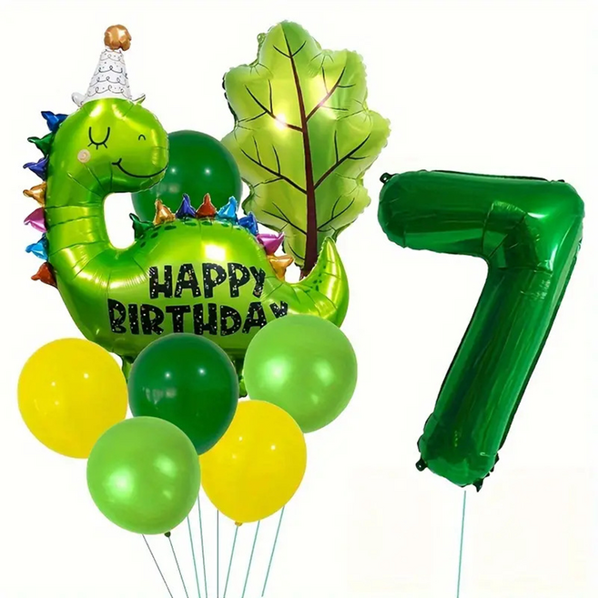 일상속반짝 생일 축하 공룡이벤트 풍선 세트 7살, 혼합색상, 1세트
