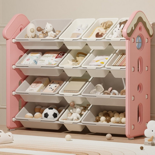 lilikoko 哩哩摳摳 甜點屋鐵桿收納架 組合8, 4層, 千禧粉