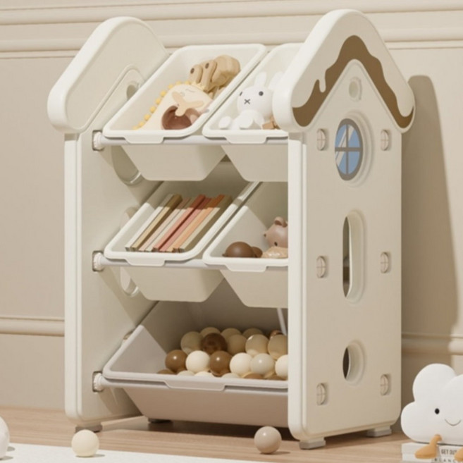 lilikoko 哩哩摳摳 甜點屋鐵桿收納架 組合1, 3層, 玉蓮白