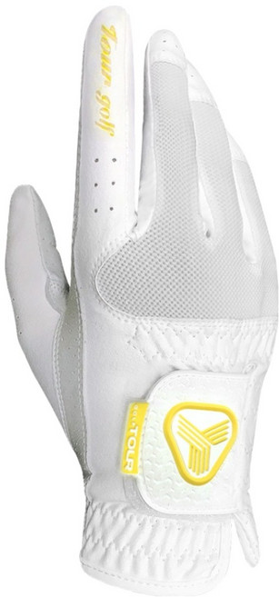 투어골프 여성용 반양피 쿨메쉬 골프장갑 오른손용 TGW-07, 레몬, 1개