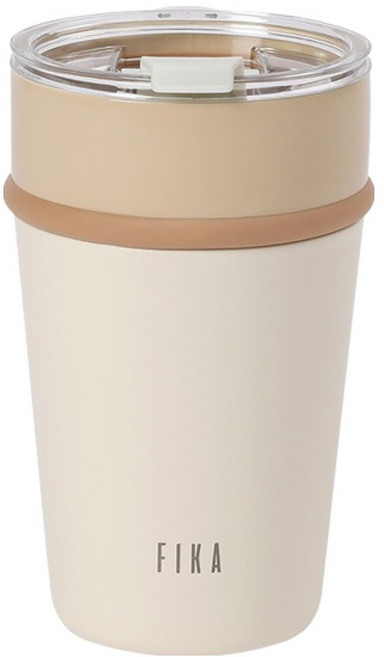 nEOFLam FIKA Lips 保溫保冷 304不鏽鋼 防滑陶瓷隨行杯, 1個, 355ml, 奶油色