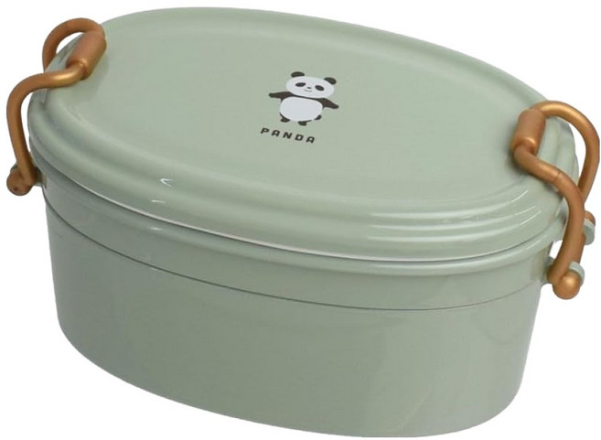 Sabu 日本製 MOOMOO可愛復古雙層可微波鎖扣便當盒 610ml, 1個, 大熊貓