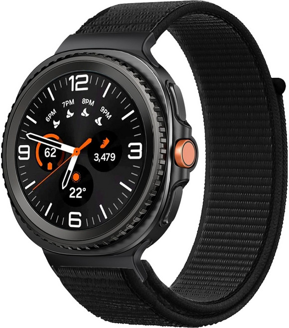 누아트 갤럭시워치 호환 스트랩 경량 나일론 스포츠루프 밴드, 블랙, 1개