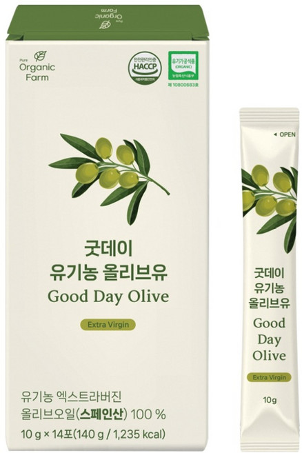 오가닉팜 굿데이 유기농 올리브유 14p, 140g, 1개