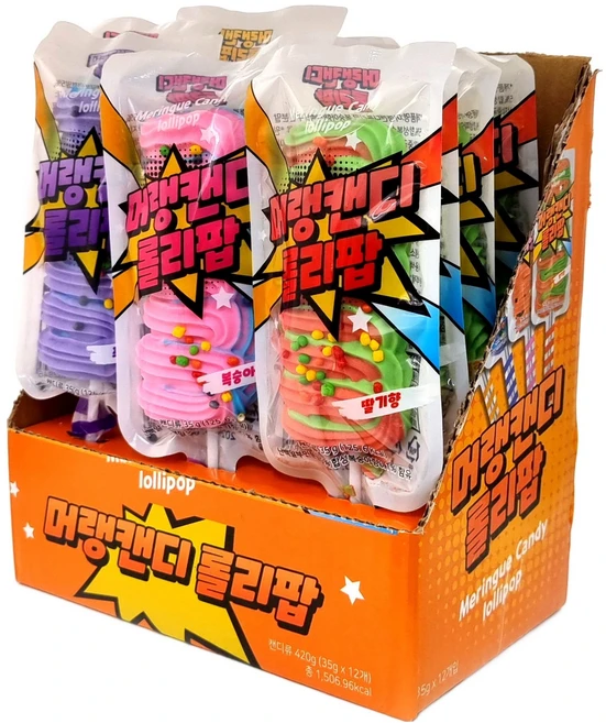 머랭캔디 롤리팝 35g 4종 x 3p 세트, 420g, 1세트 - 쿠팡