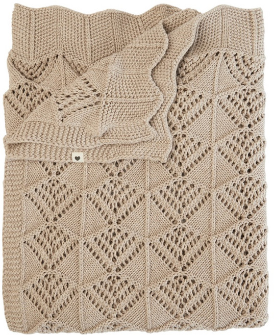 BIBS Knitted Blanket 針織棉毯, 波浪紋 香草色