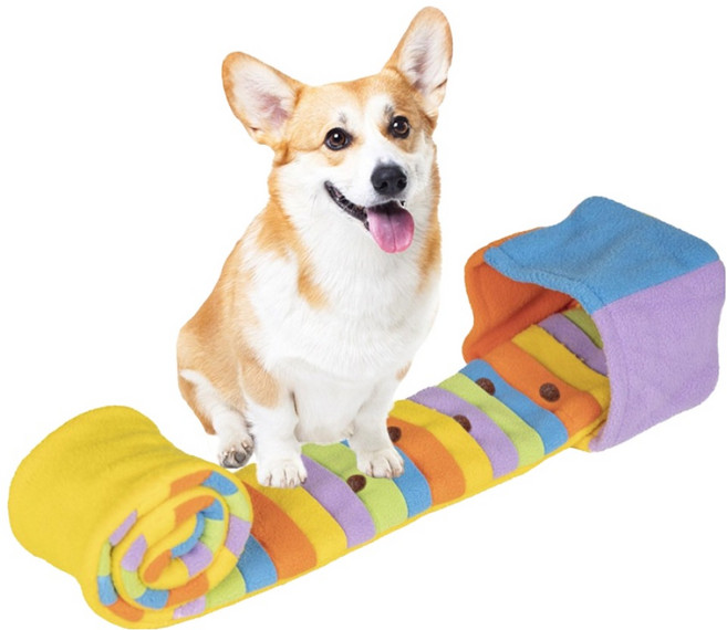 딩동펫 반려동물 레인보우 네모롤 노즈워크 장난감, 혼합색상, 1개