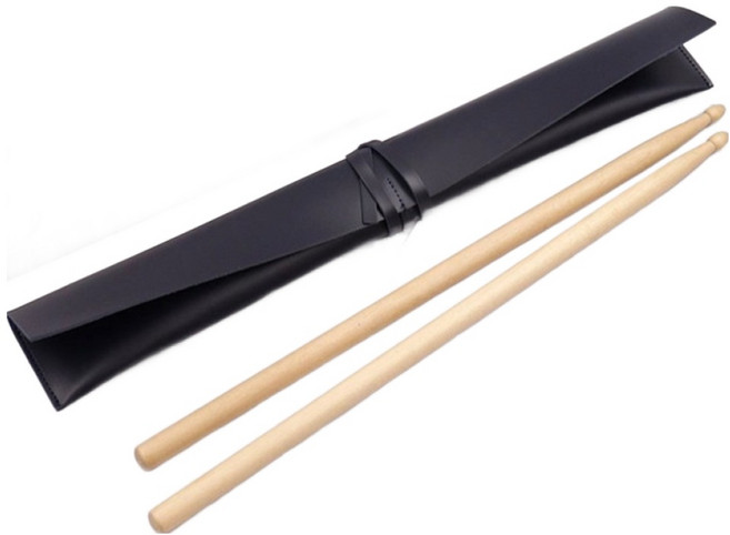 대성 가죽 드럼스틱 슬리브 매듭형 케이스, 블랙, 1개