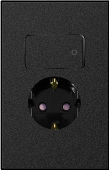 위너스 벨로 매트 스위치부착 1구 콘센트 블랙, 1개