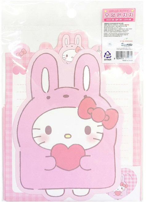 산리오 NEW 모양편지지 + 봉투 + 스티커 헬로키티 세트, 혼합색상, 1세트