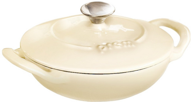 프렘 인덕션 소담 무쇠냄비 미니웍, 16cm, 라이트 베이지, 1개