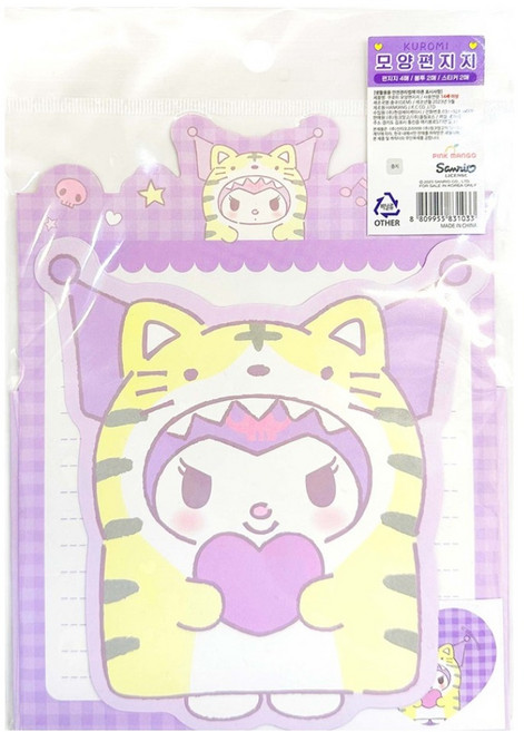 산리오 NEW 모양편지지 + 봉투 + 스티커 쿠로미 세트, 혼합색상, 1세트