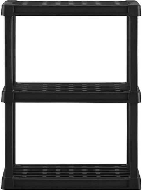 아이리스 무볼트 조립식 플라스틱 앵글 선반 슬림, 블랙, 3단