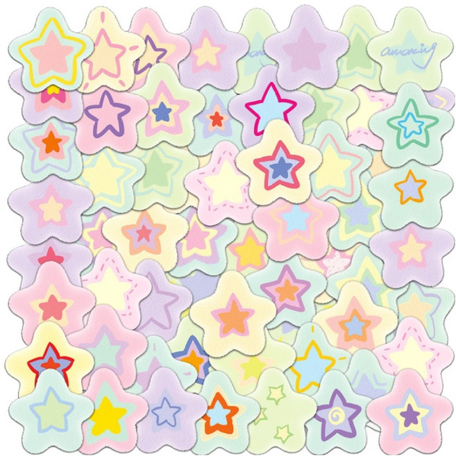 아이엔피 감성충만 방수PVC 다꾸 스티커 G950X 50p, 스타, 1개