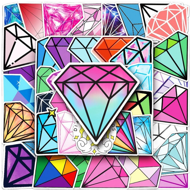 아이엔피 감성충만 방수PVC 다꾸 스티커 G519 50p, 다이아, 1개