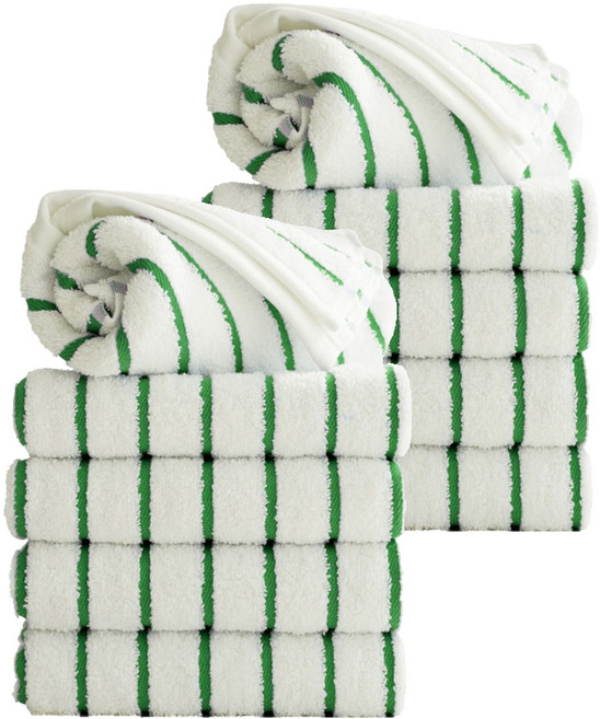 타월톡톡 시크라인 스트라이프 선염타월 190g 코마사, 그린, 10개