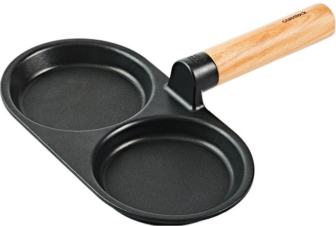 글라스락 인덕션 셰프토프 IH 우드핸들 2구 에그팬, 24.8cm, 1개