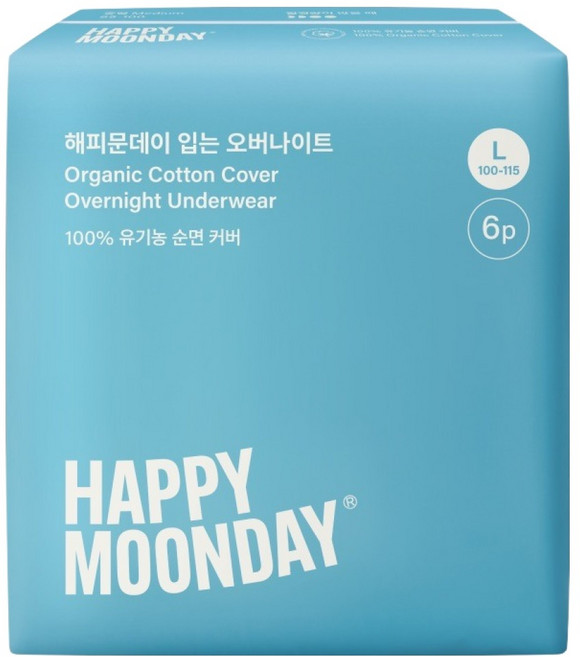 해피문데이 입는 오버나이트 생리대 팬티형, 대형, 6개입, 1세트