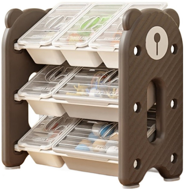 lilikoko 哩哩摳摳 萌熊鐵桿收納架 組合2, 3層, 檀木褐