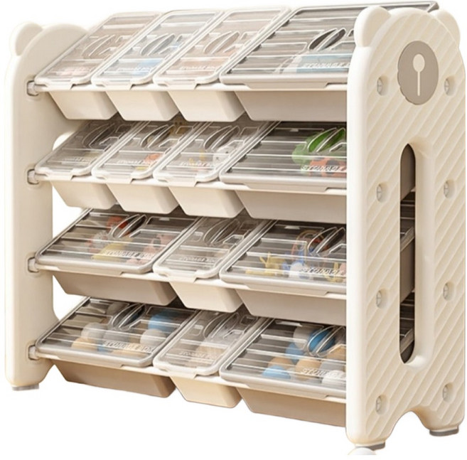 lilikoko 哩哩摳摳 萌熊鐵桿收納架 組合5, 4層, 玉蓮白