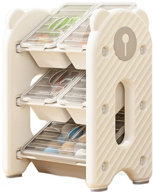 lilikoko 哩哩摳摳 萌熊鐵桿收納架 組合1, 3層, 玉蓮白