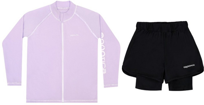 아쿠아티카 아동용 래쉬가드 집업 + 3부 바지 워터레깅스 세트 AQAJJ452-AQA420