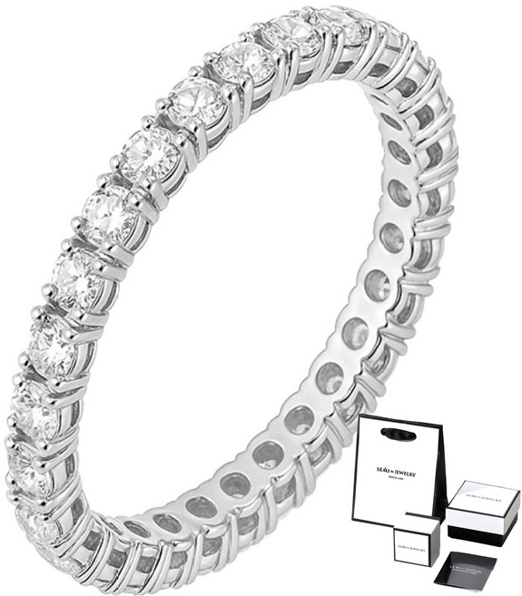 새미쥬얼리 여성용 14k 스몰 아이스큐브 모이사나이트 반지 + 쇼핑백