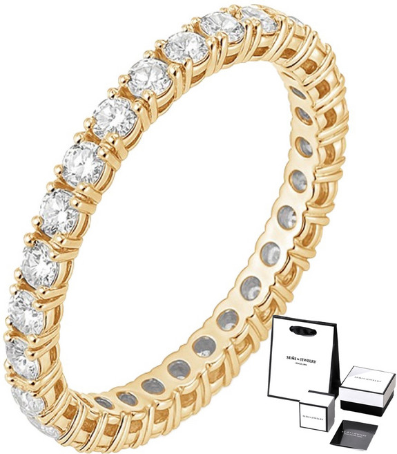 새미쥬얼리 여성용 14k 스몰 아이스큐브 모이사나이트 반지 + 쇼핑백