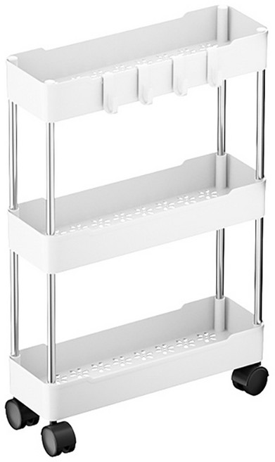 小麥購物 置物推車 L803, 窄款 白色, 3層