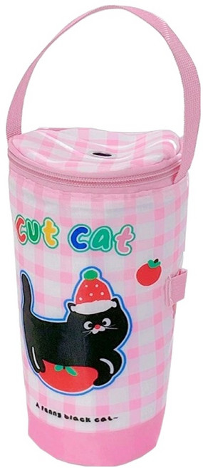 뷰레이터닷컴 랑티 보온보냉 물병가방, 핑크 + 고양이, 1개